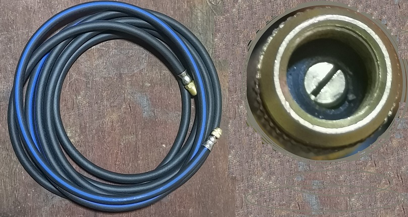 Manguera jebe lona de 1/4 con conector 1/4 npt macho - conector para inflar neumatico con tuerca giratoria